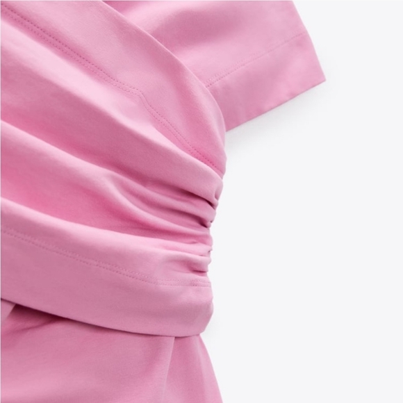 Zara Wrap Crop Top Pink SZ M NWTs - Picture 5 of 8
